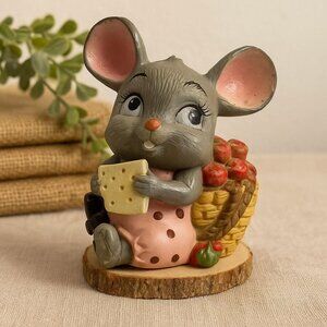 Mouse Coin Bank Figurine VTG Retro Anthropomorphic Whimsical Cottagecore Decor